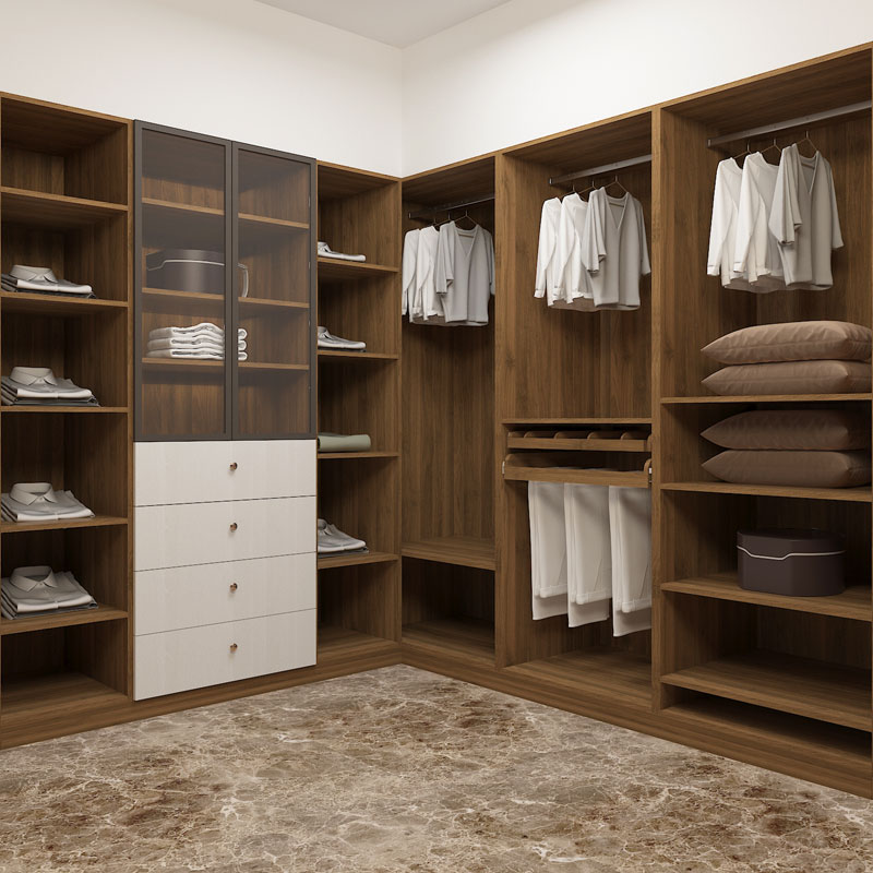 Kamar melamine lan mlaku ing kamar lan mlaku-mlaku ing lemari klambi kamar
